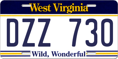 WV license plate DZZ730