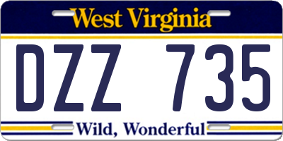 WV license plate DZZ735