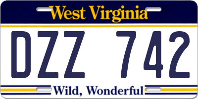WV license plate DZZ742
