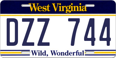 WV license plate DZZ744