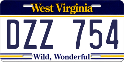 WV license plate DZZ754