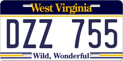 WV license plate DZZ755