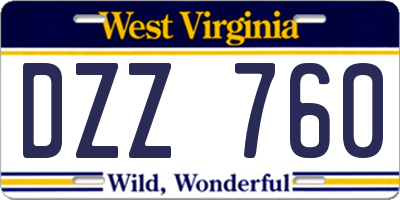 WV license plate DZZ760