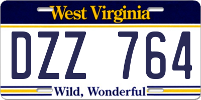 WV license plate DZZ764