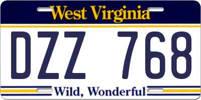 WV license plate DZZ768