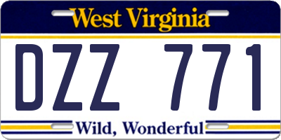 WV license plate DZZ771