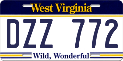 WV license plate DZZ772