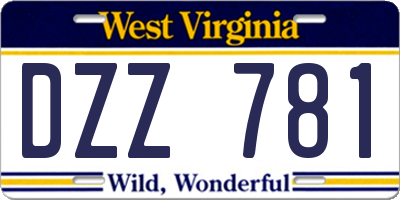 WV license plate DZZ781