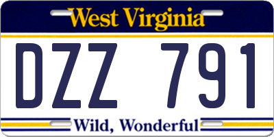 WV license plate DZZ791
