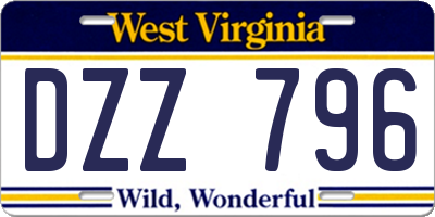 WV license plate DZZ796