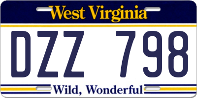 WV license plate DZZ798