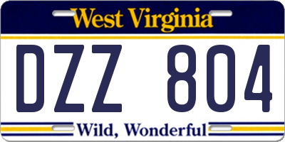 WV license plate DZZ804