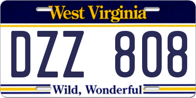 WV license plate DZZ808