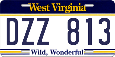 WV license plate DZZ813