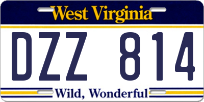 WV license plate DZZ814