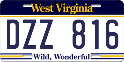 WV license plate DZZ816