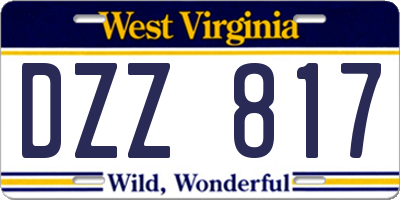 WV license plate DZZ817