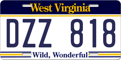 WV license plate DZZ818