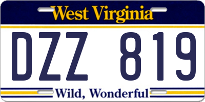 WV license plate DZZ819