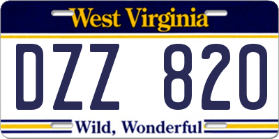 WV license plate DZZ820