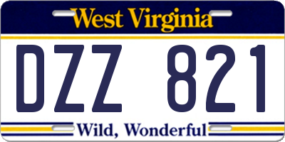 WV license plate DZZ821