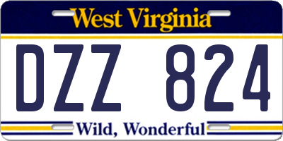 WV license plate DZZ824