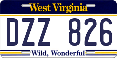 WV license plate DZZ826