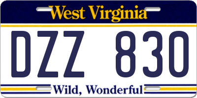 WV license plate DZZ830