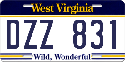 WV license plate DZZ831