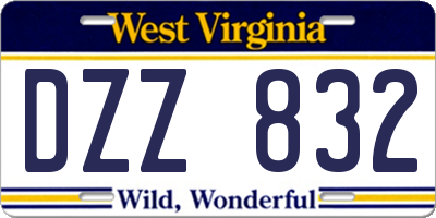 WV license plate DZZ832