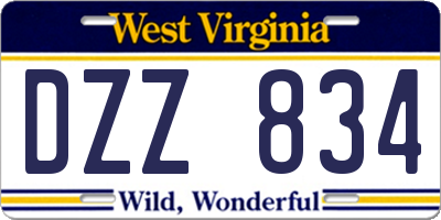 WV license plate DZZ834