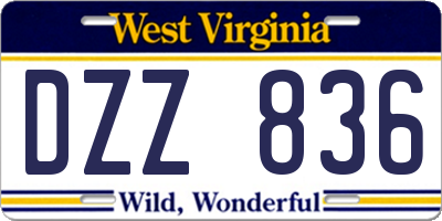 WV license plate DZZ836