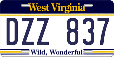 WV license plate DZZ837