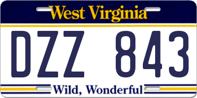 WV license plate DZZ843