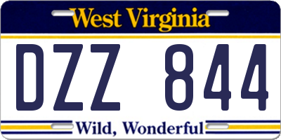 WV license plate DZZ844