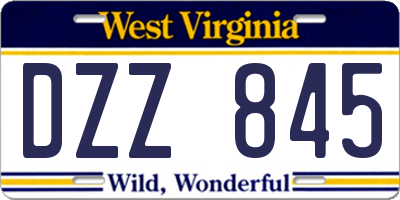WV license plate DZZ845