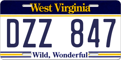 WV license plate DZZ847