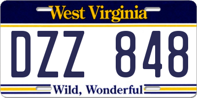 WV license plate DZZ848