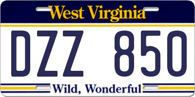 WV license plate DZZ850