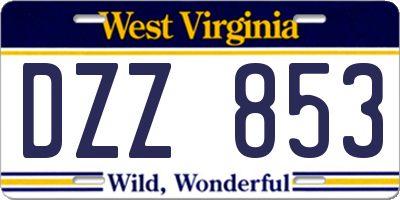 WV license plate DZZ853