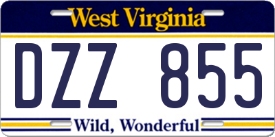 WV license plate DZZ855