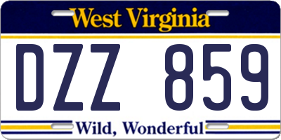 WV license plate DZZ859