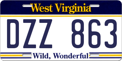 WV license plate DZZ863