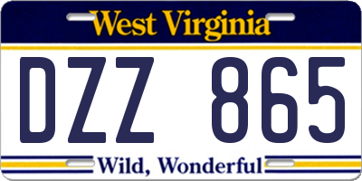 WV license plate DZZ865