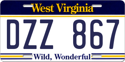 WV license plate DZZ867