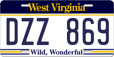 WV license plate DZZ869