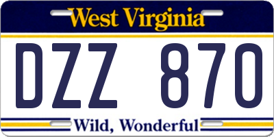 WV license plate DZZ870