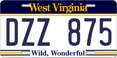 WV license plate DZZ875