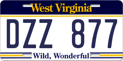 WV license plate DZZ877