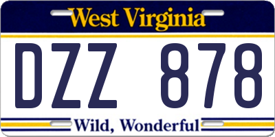 WV license plate DZZ878